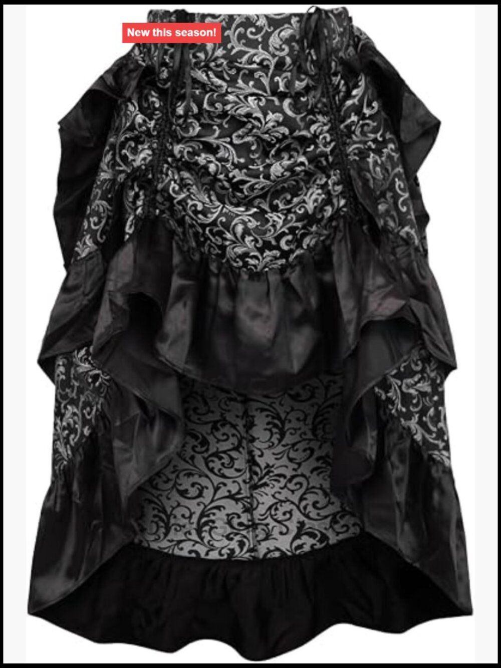 Brocade High Low Bustle Skirt Adjustable Corset Style Polyester